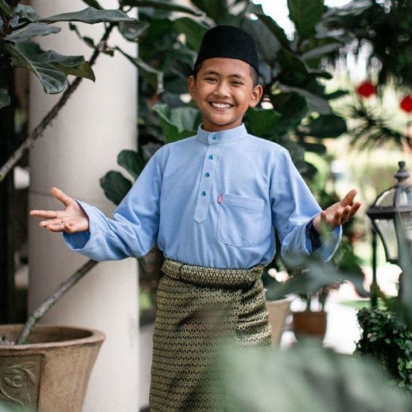 Baju Melayu Lacoste For Kids - Soft Blue